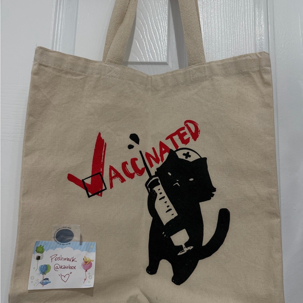 Vaccinated Cat Canvas Tote Bag